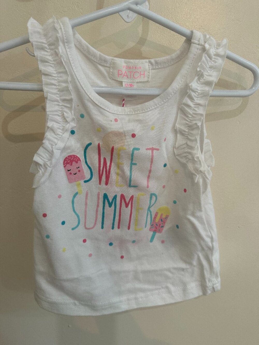 NWT Pumpkin Patch Patch Friends Girls Sweet Summer Printed Tank Top 12-18 months